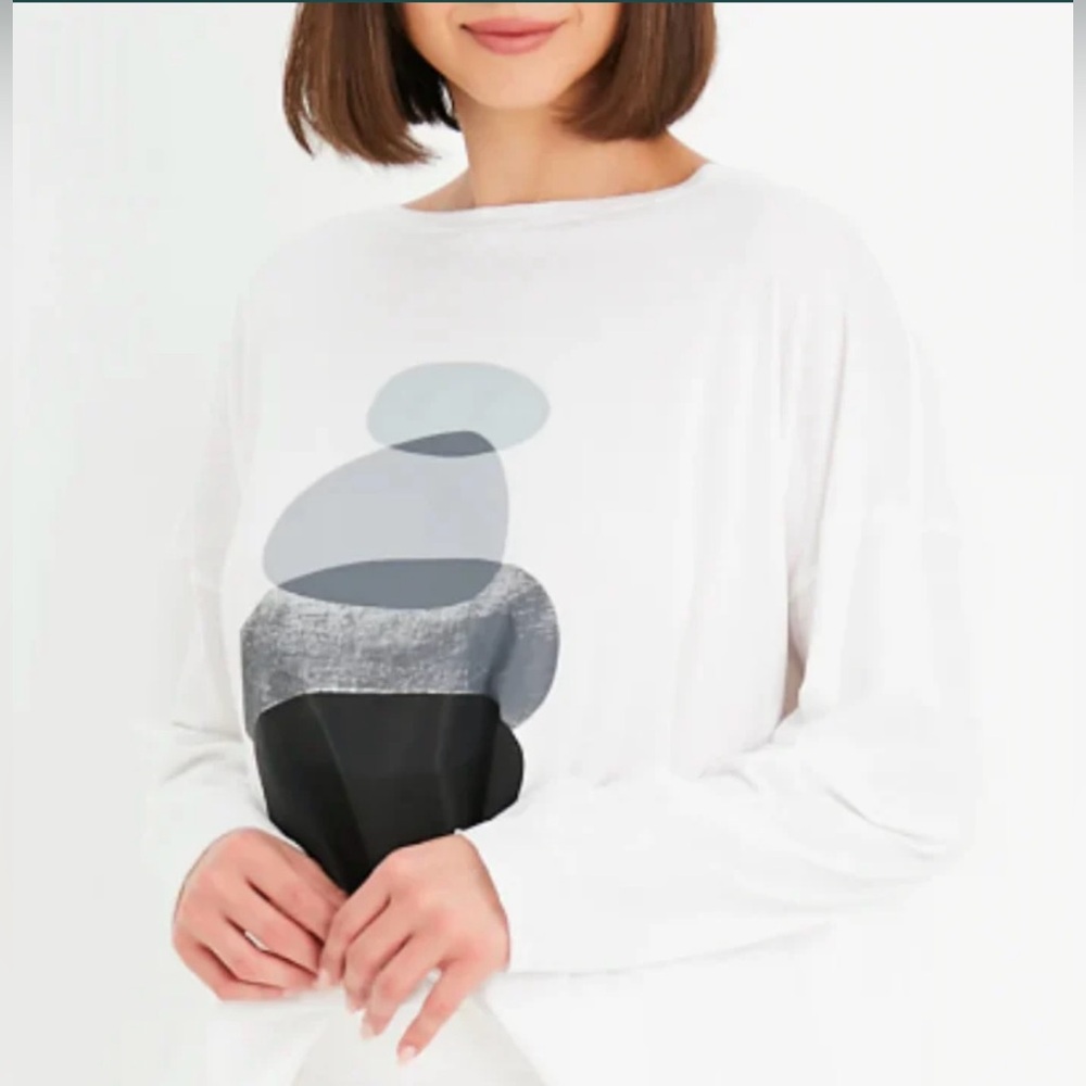 NWOT PLANET by Lauren G Zen Black & White Pima Cotton Boxy Tee One Size